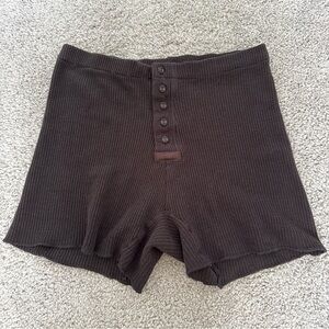 Skims Waffle Boxershorts Womens Size M Brown Cozy Sleepwear Loungewear